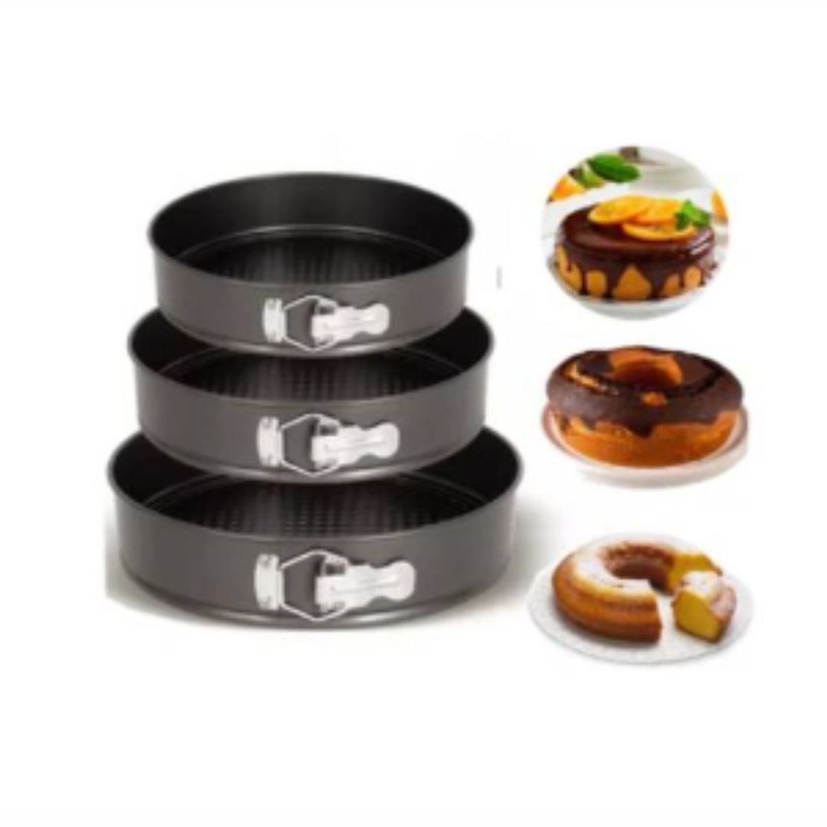 GENERICO - SET DE 3 MOLDES KEKES, PASTELES/ REPOSTERIA ANTIADHERENTE