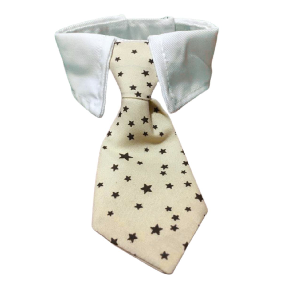 GENERICO - CORBATA CON CUELLO PARA MASCOTA CAQUI ESTRELLAS