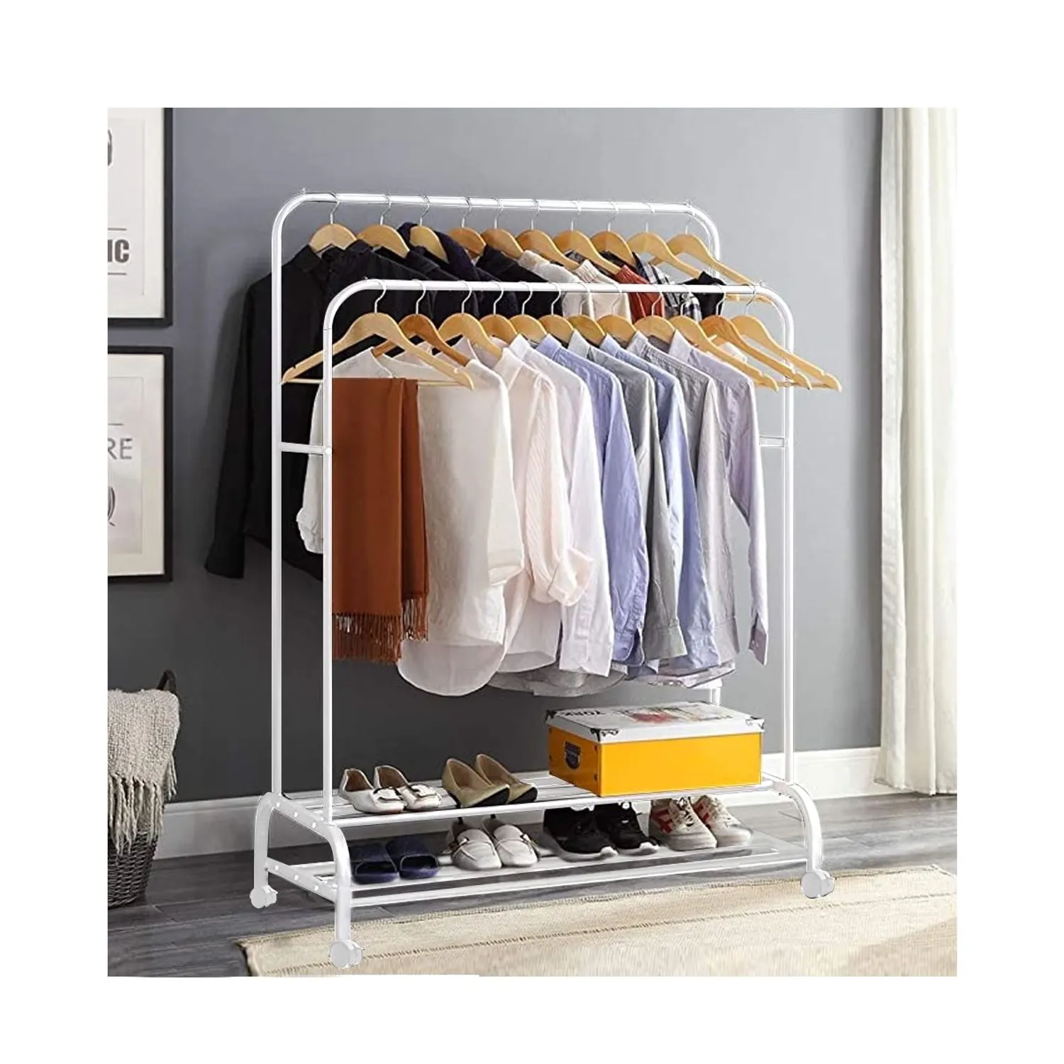 Amazon España Perchero Blanco Burro Ropa HOMCOM Con Ruedas