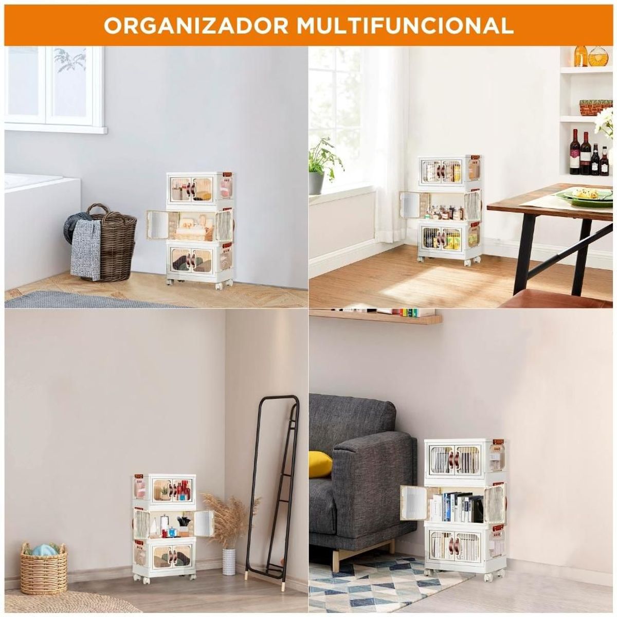 MINARI - Armario Organizador de Almacenamiento Multifuncional con Ruedas A21