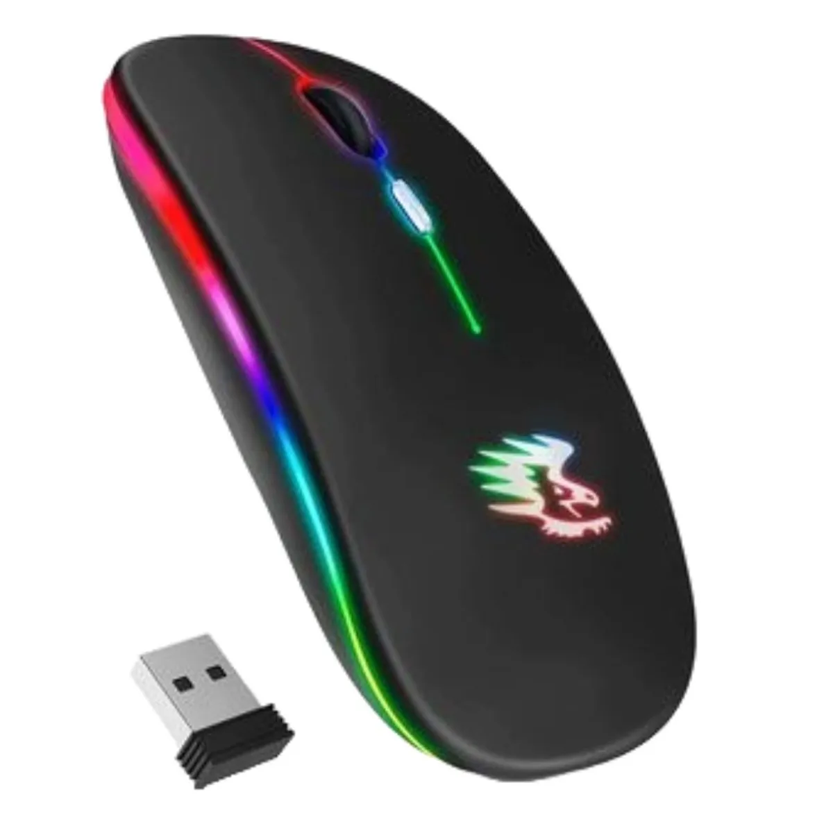 SEISA - Mouse gamer inalámbrico color negro Yelandar LED8