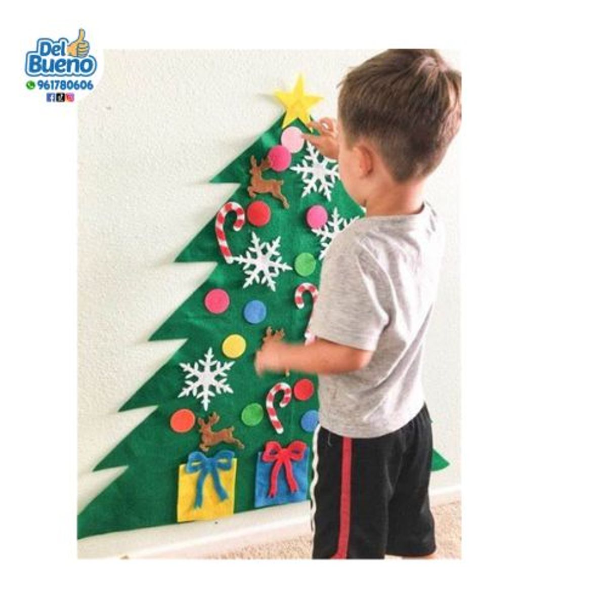 GENERICO - ARBOL DIDACTICO DE NAVIDAD PARA PARED 1 METROS CON LUCES