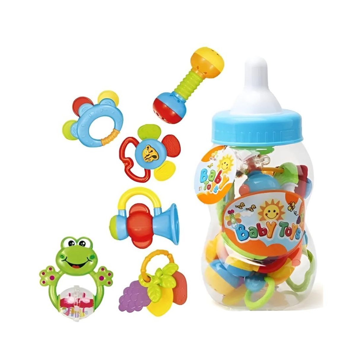 GENERICO - Set Para Bebés Biberón Con Mordedores Y Sonajeros
