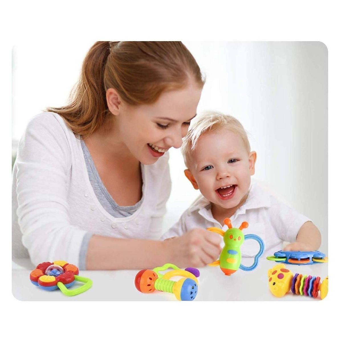 GENERICO - Set Para Bebés Biberón Con Mordedores Y Sonajeros