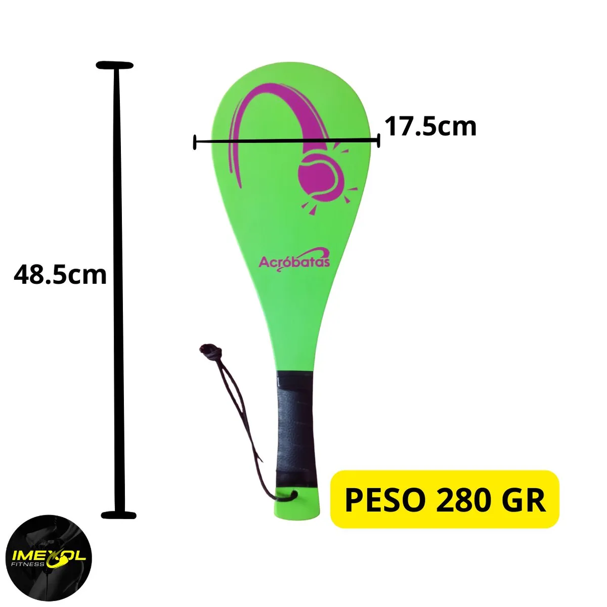 GENERICO - Dos Raqueta frontón liviana color entero + 3 pelota gratis.