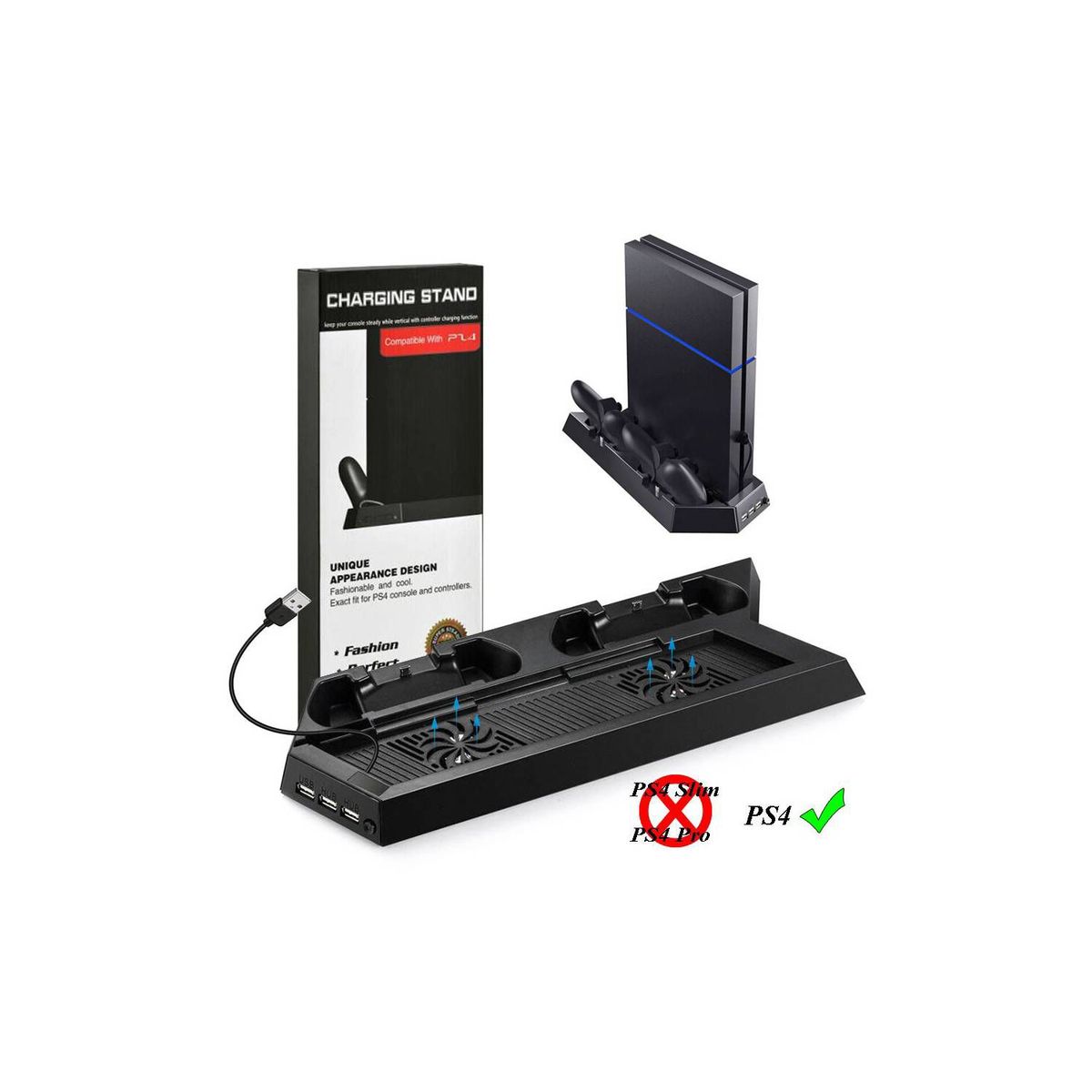 OEM - Base para PS4 Soporte Cooler Cargador de Mandos Doble Ventilador