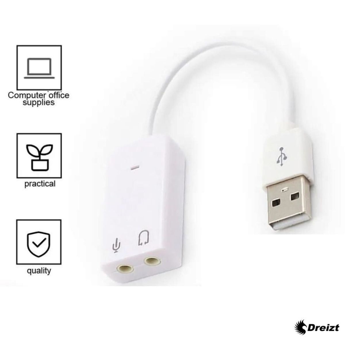 DREIZT - Tarjeta de Sonido 7.1 USB a Audio y Micrófono Externo MIS300012