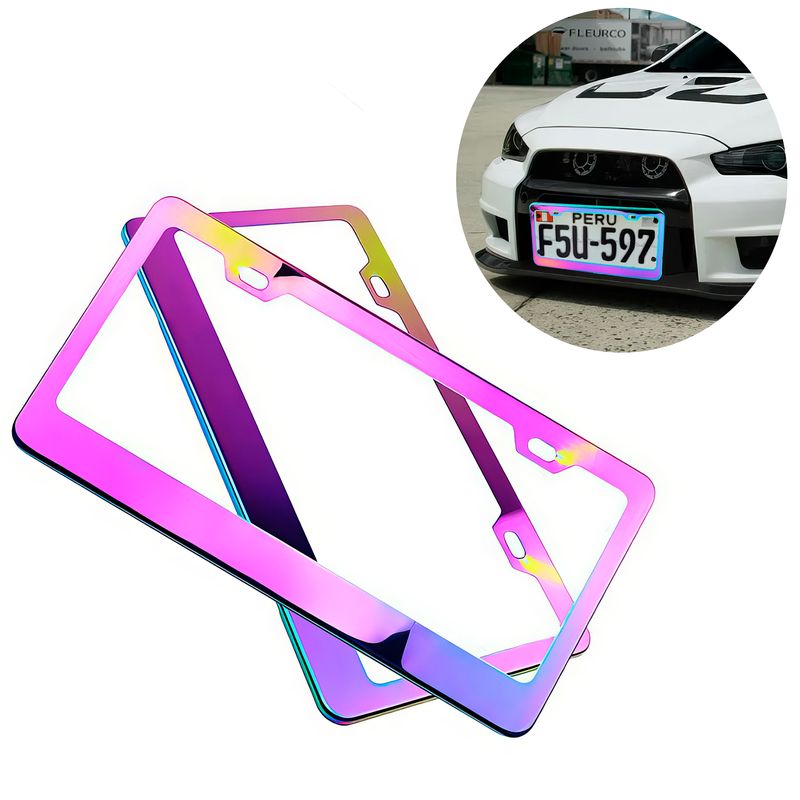 GENERICO - Porta Placa Metal Auto Camioneta Tornasol 1PCS