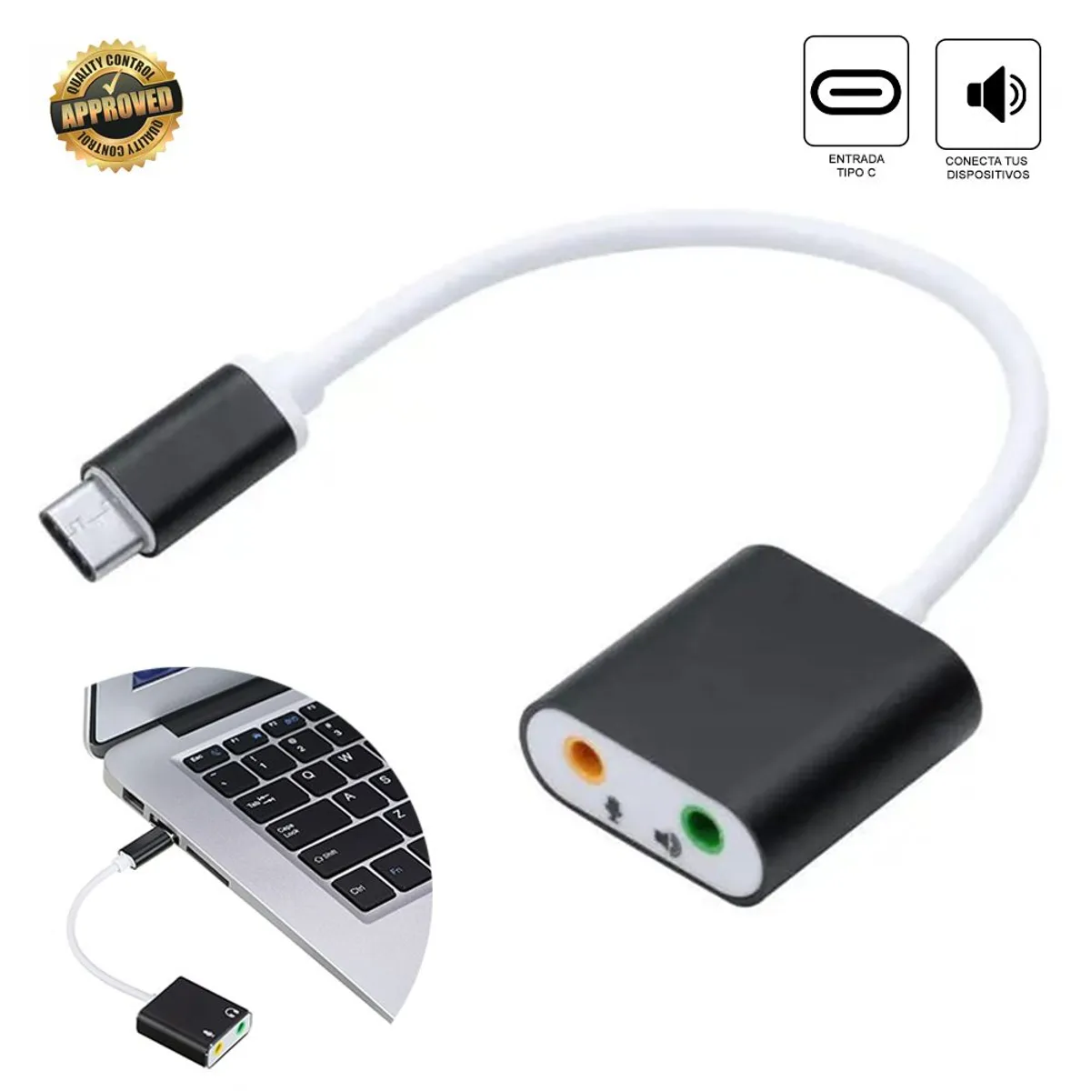 DREIZT - Adaptador Tarjeta de Sonido 7.1 Tipo C Micrófono y Audio MIS300013