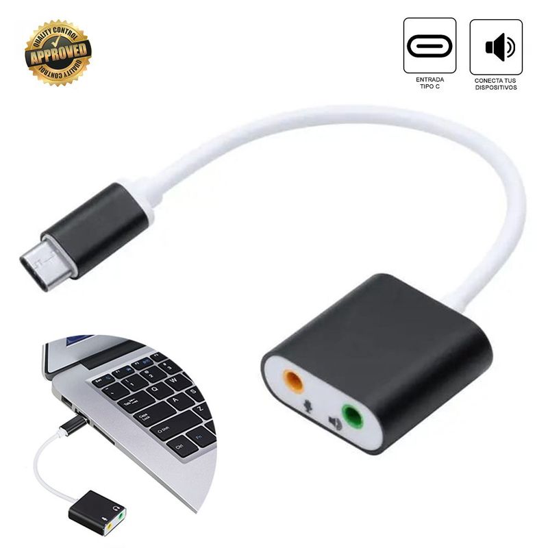 DREIZT - Adaptador Tarjeta de Sonido 7.1 Tipo C Micrófono y Audio MIS300013