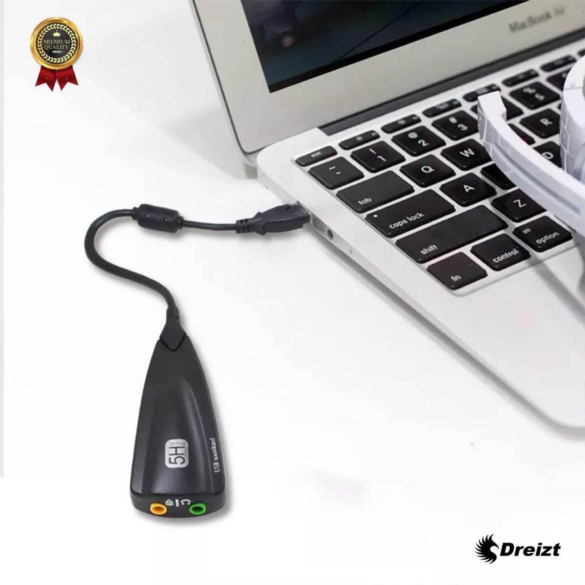 DREIZT - Adaptador USB de Audio 2 en 1 para Micrófono y Audífonos – Steel Sound