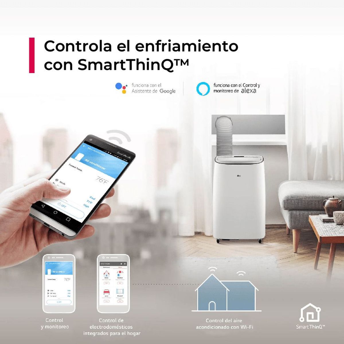 LG - AIRE ACONDICIONADO PORTATIL LG DE 14,000 BTU INVERTER FRIO SOLO