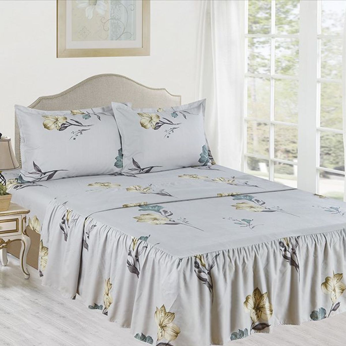 CASATEX - JUEGO DE SÁBANAS CON BLONDA CASATEX DE 2 PLAZAS