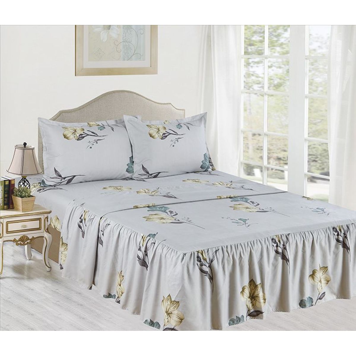 CASATEX - JUEGO DE SÁBANAS CON BLONDA CASATEX DE 2 PLAZAS