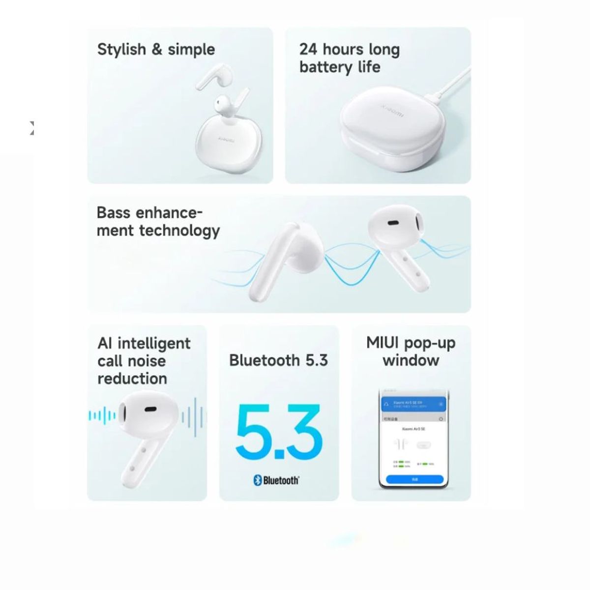 XIAOMI - Audifono Bluetooth Xiaomi Air 3 SE 24 hrs - Blanco