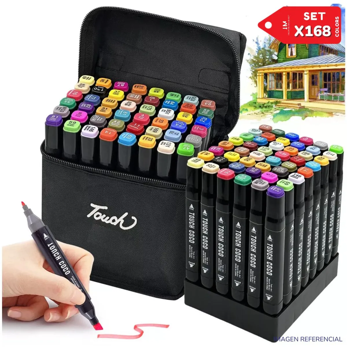 GENERICO - Set de Plumones 168 Und. artísticos doble punta Estuche