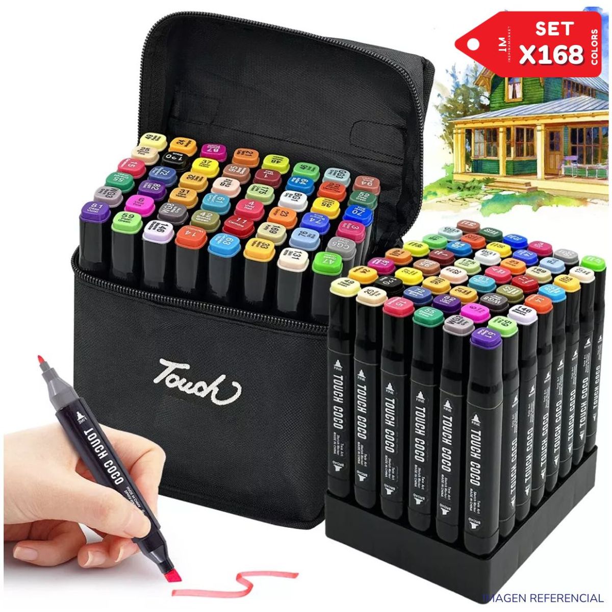 GENERICO - Set de Plumones 168 Und. artísticos doble punta Estuche