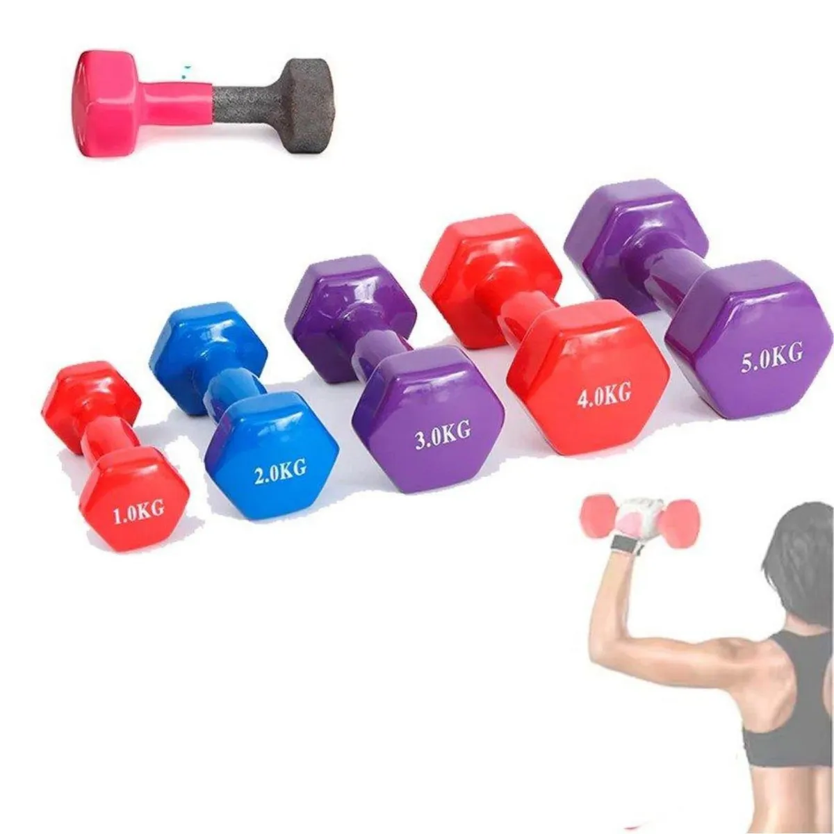 GENERICO - Par Mancuernas Vinil Pesas Plastificada Pvc Neopreno 5kg