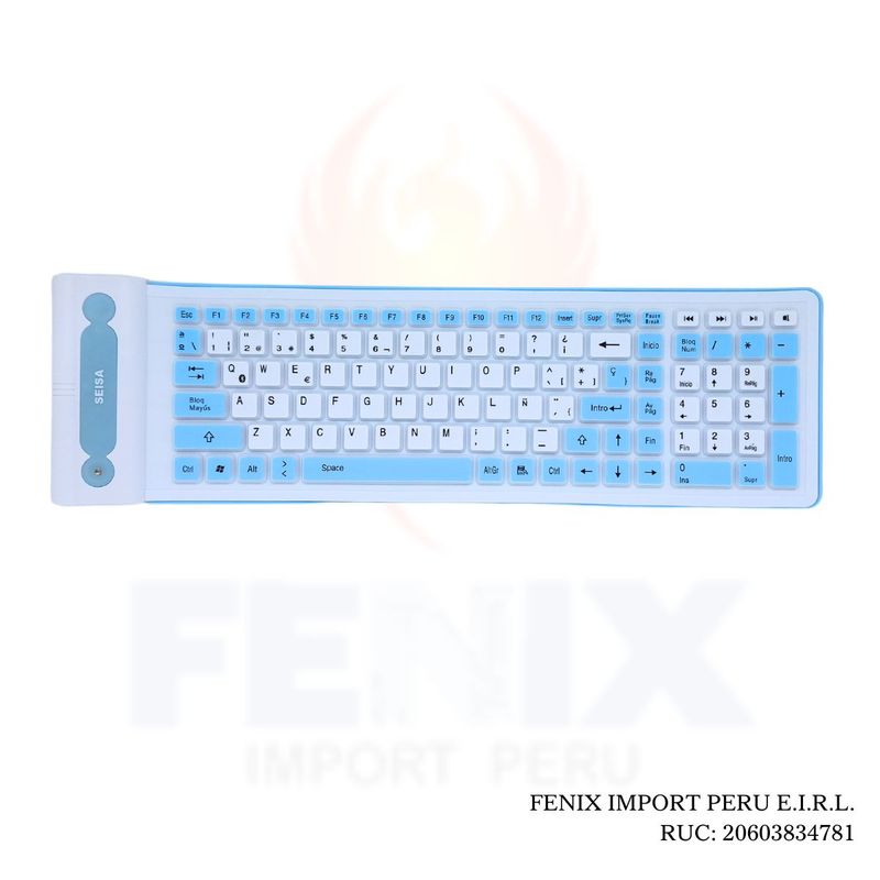GENERICO - Teclado Bluetooth Flexible Silicona 107 Teclas Seisa Azulino