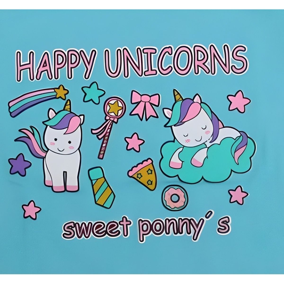 FODAGO - Polo niña manga corta Happy Unicornio - Celeste