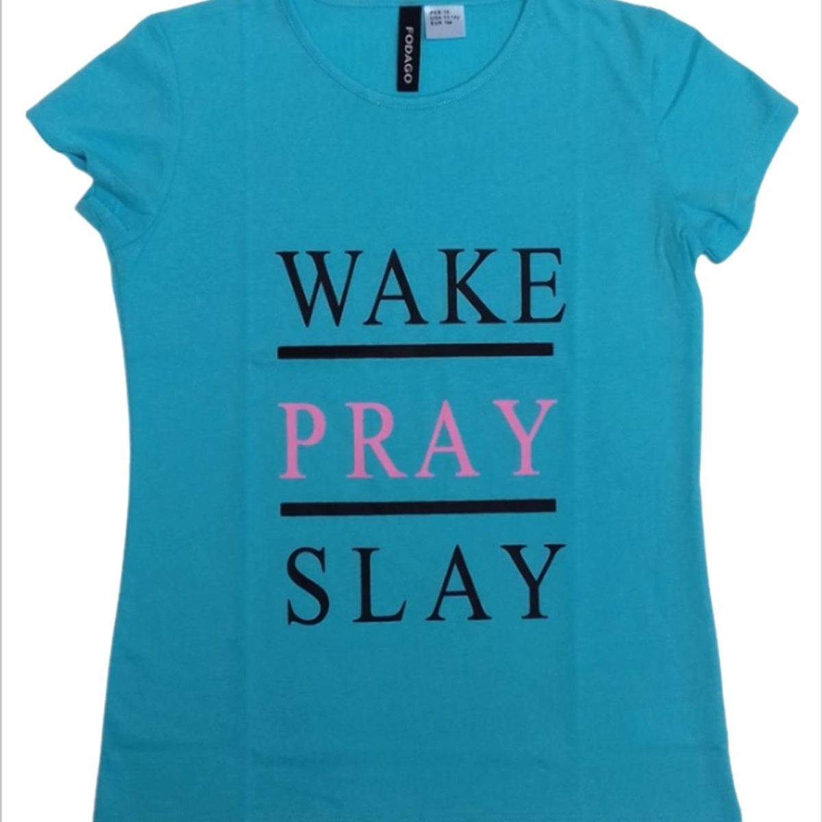 FODAGO - Polo niña manga corta Letras 1 - Celeste.