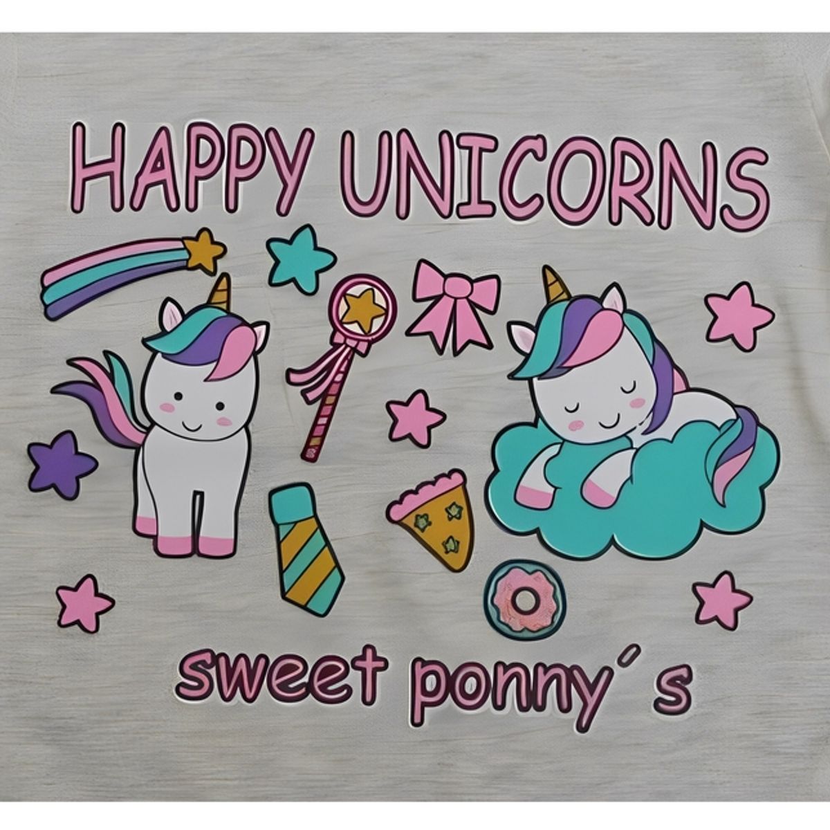 FODAGO - Polo niña manga corta Happy Unicornio - Beige