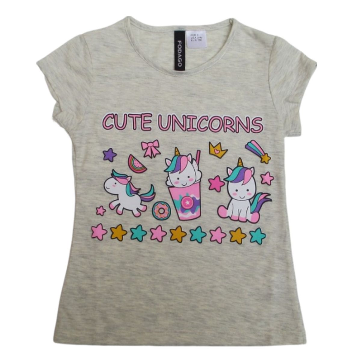 FODAGO - Polo niña manga corta Unicornio 9 - Beige.