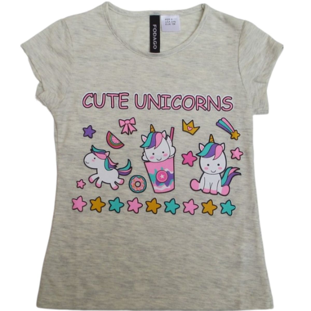 FODAGO - Polo niña manga corta Unicornio 9 - Beige.