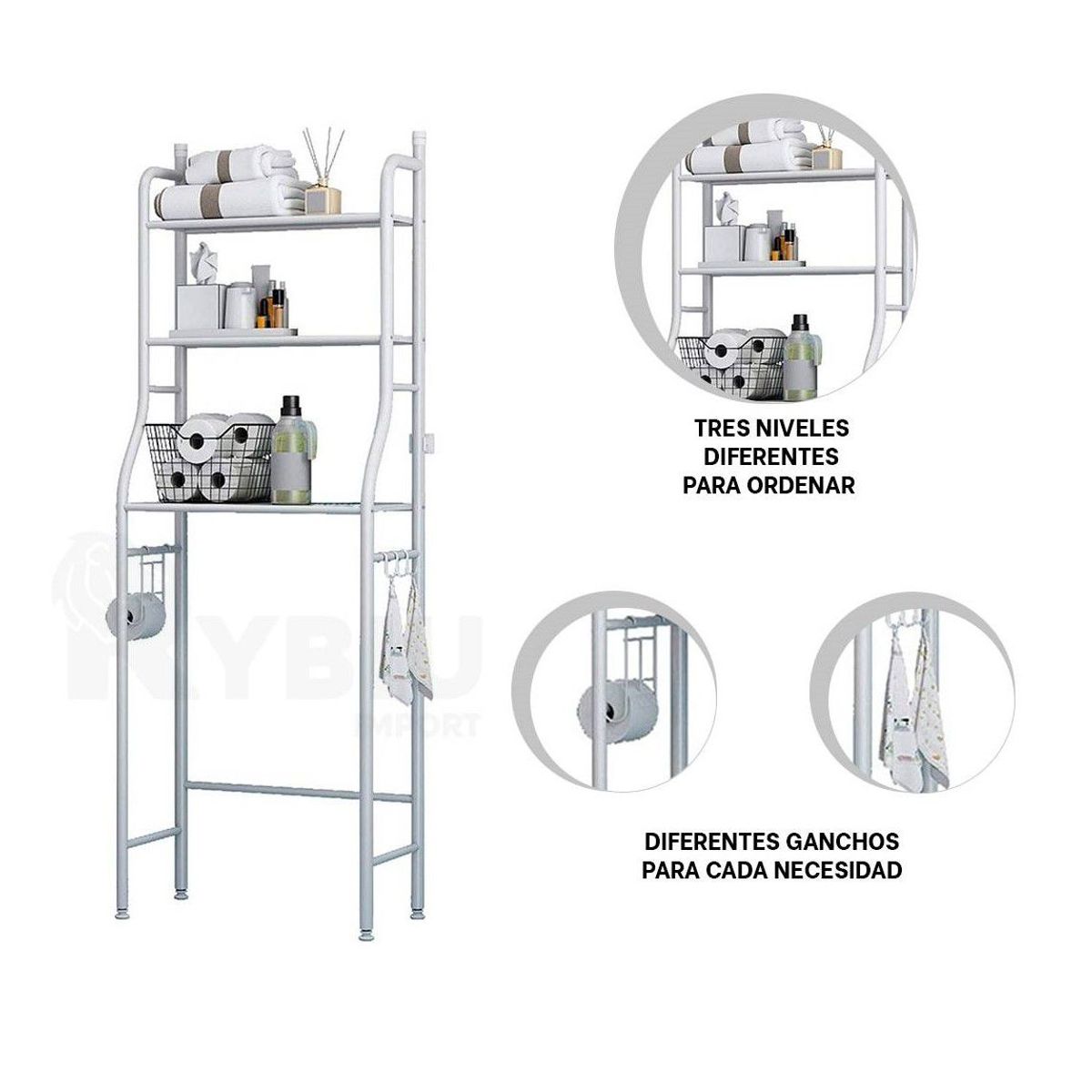 GENERICO - Repisa para Baño Organizador 3 Niveles Blanco