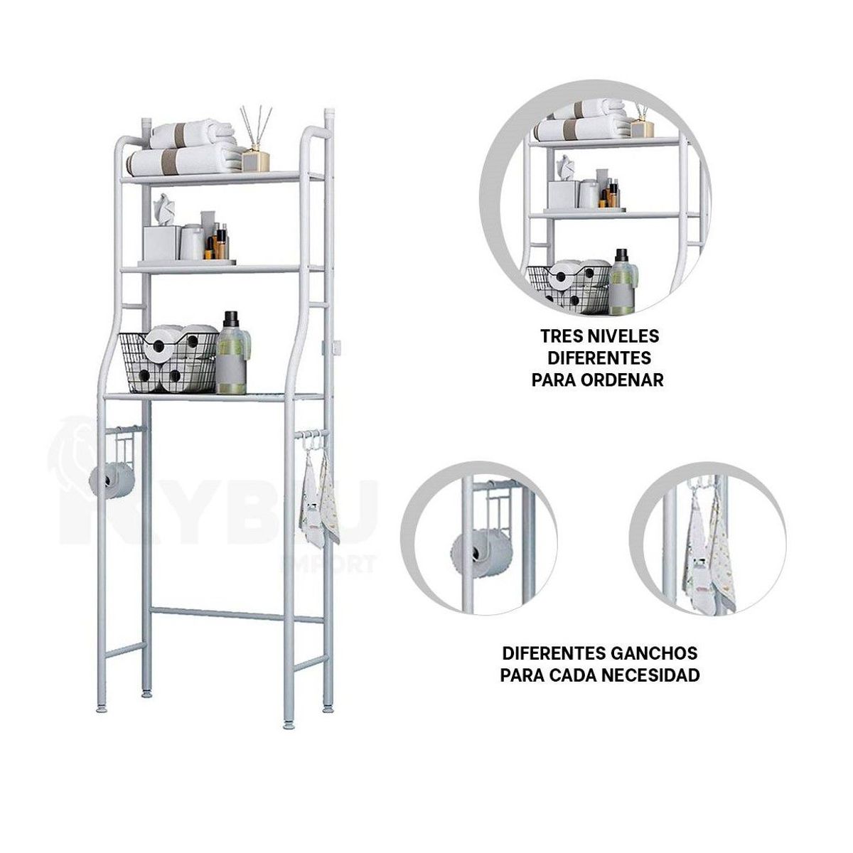 GENERICO - Repisa para Baño Organizador 3 Niveles Blanco