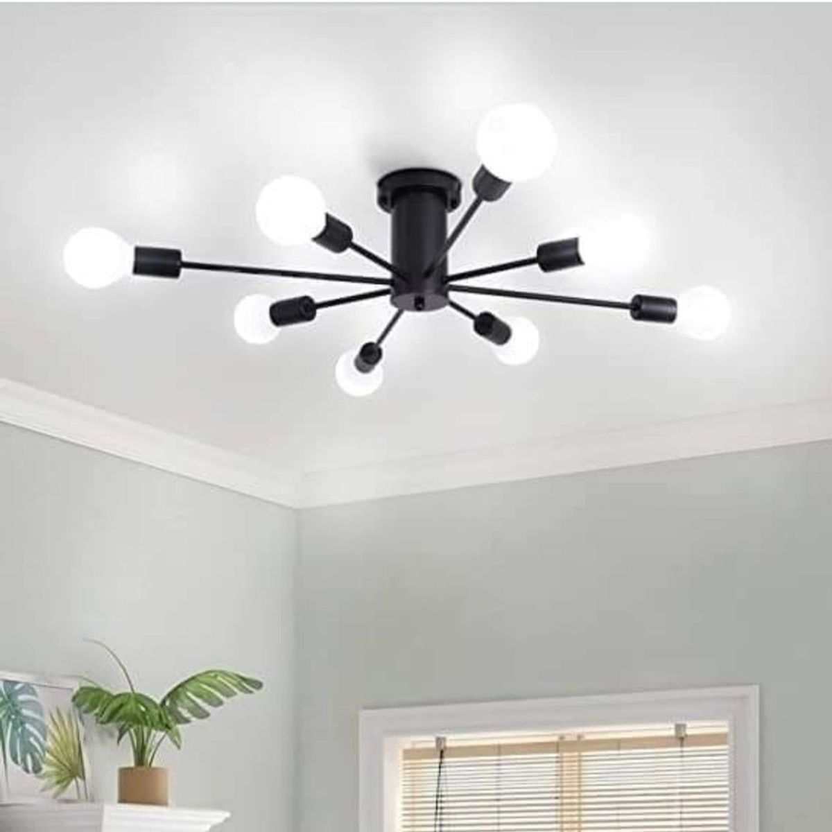 CEMLIGHTING - Lámpara de techo satélite negro 8 sockets