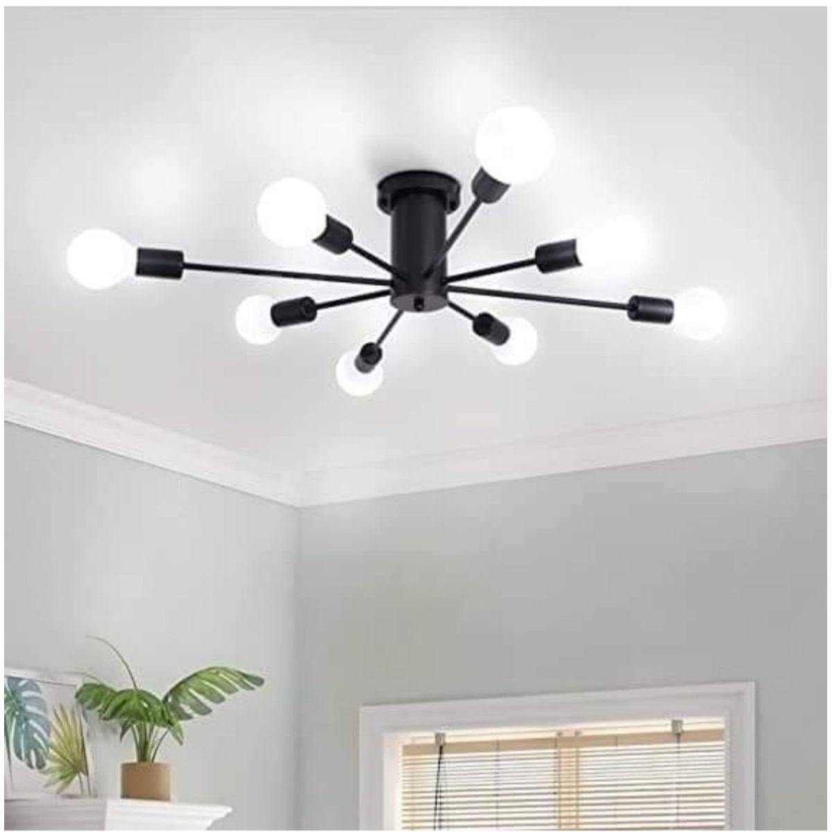 CEMLIGHTING - Lámpara de techo satélite negro 8 sockets