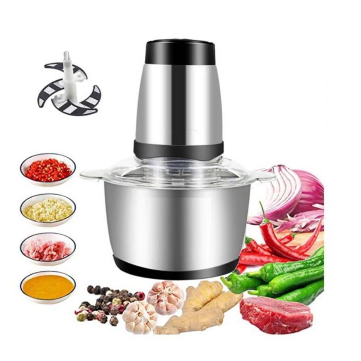 GENERICO - Picatodo Eléctrico para Carnes y Verduras Acero Inoxidable