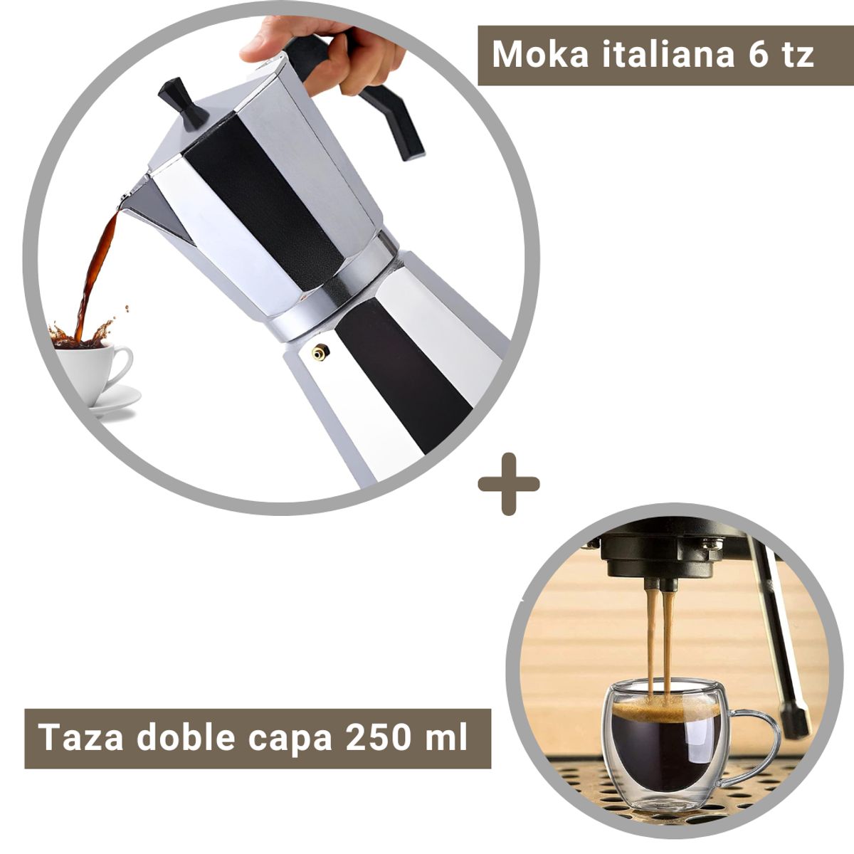 GENERICO - Kit moka italiana 6 tz + taza 250 ml