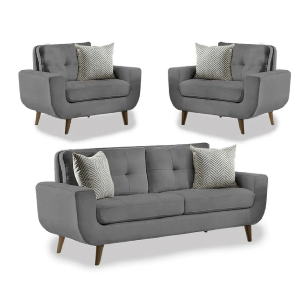 FABIANI HOME - Juego de Sala Vintage 2 1 1  Mango Fabiani Gris Oscuro