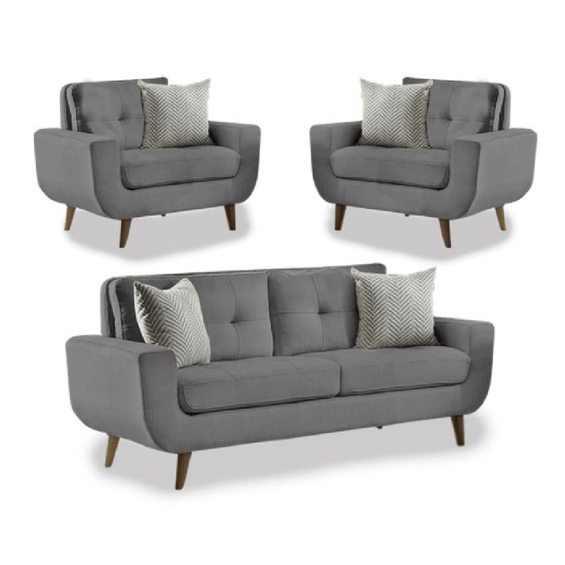 FABIANI HOME - Juego de Sala Vintage 2 1 1  Mango Fabiani Gris Oscuro