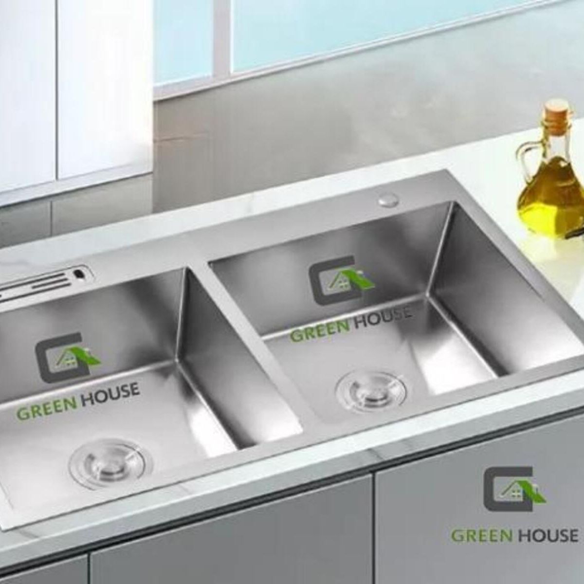 GENERICO - LAVADERO DE COCINA  SATIN DOBLE POZA  CON PORTA CUCHILLO ACERO INOX.