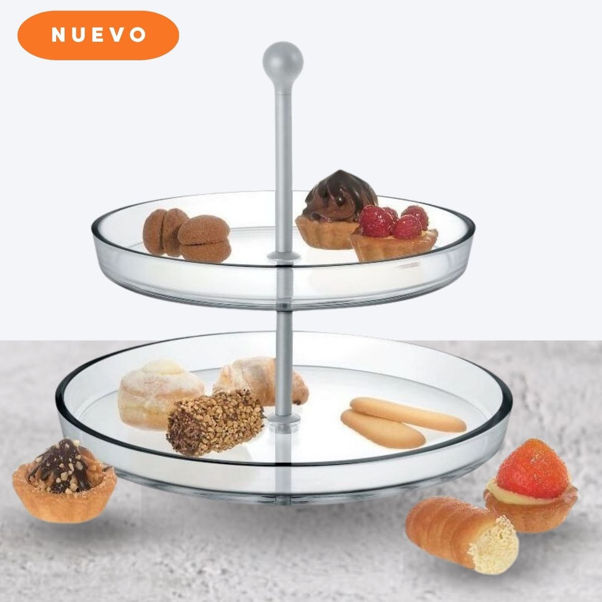 GENERICO - Soporte de Vidrio 2 Niveles para Cupcakes