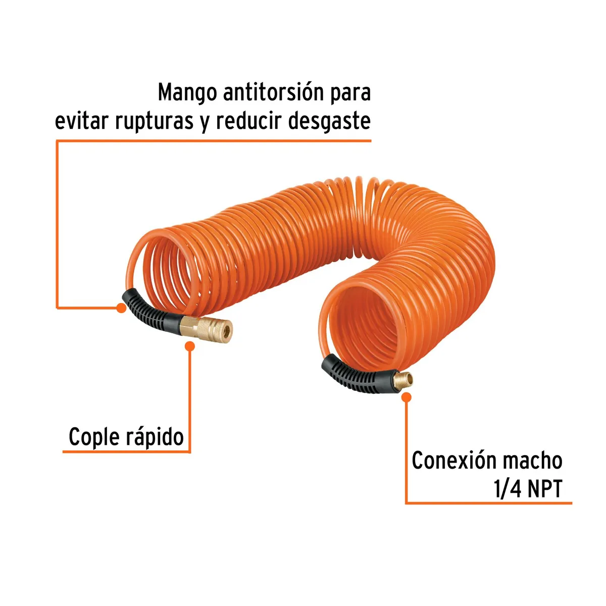Truper - Kit Manguera tipo resorte 15m y pistola de sopletear Truper