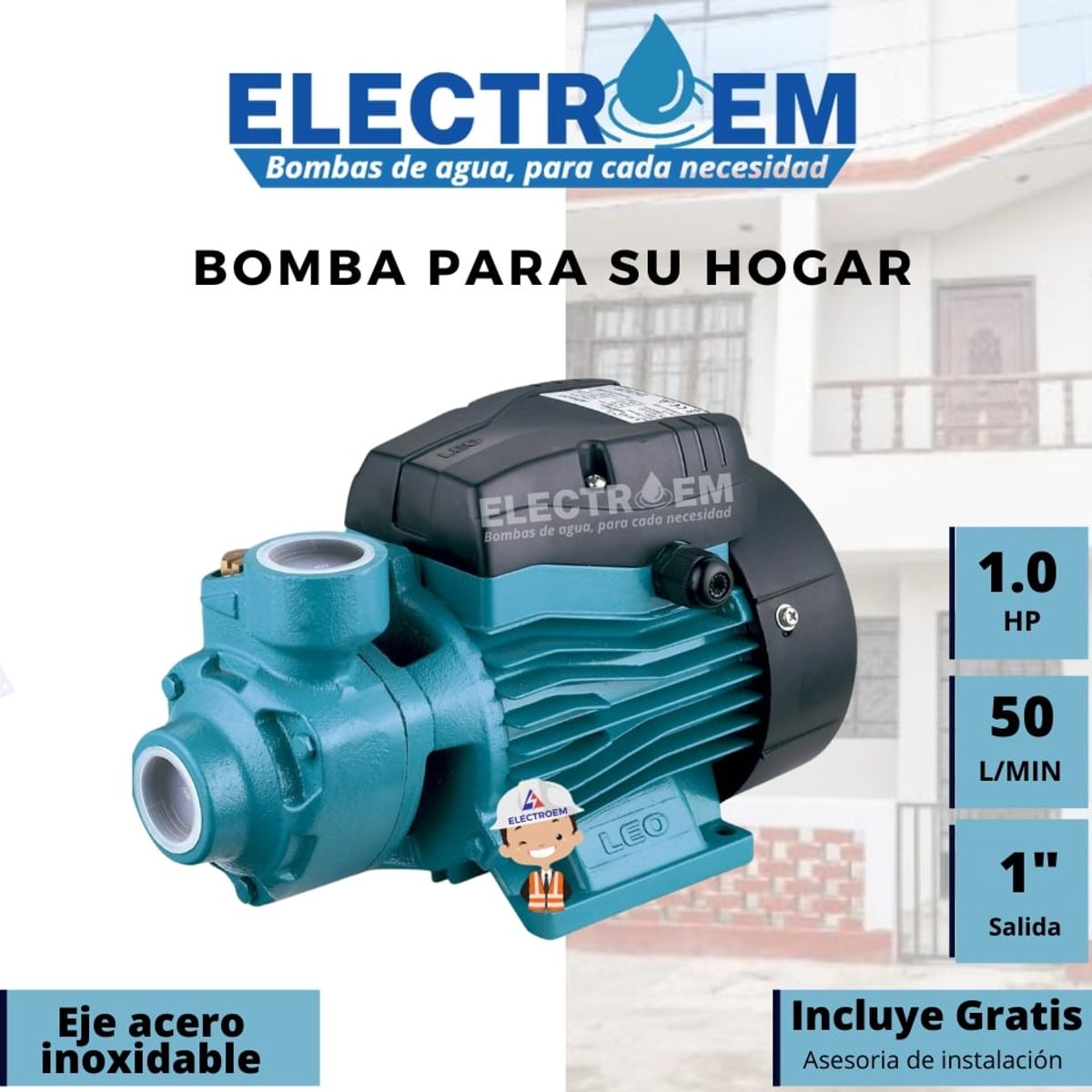LEO - BOMBA PERIFERICA  DE PRESION 1.0HP- 50L/MIN HASTA 5 PISOS