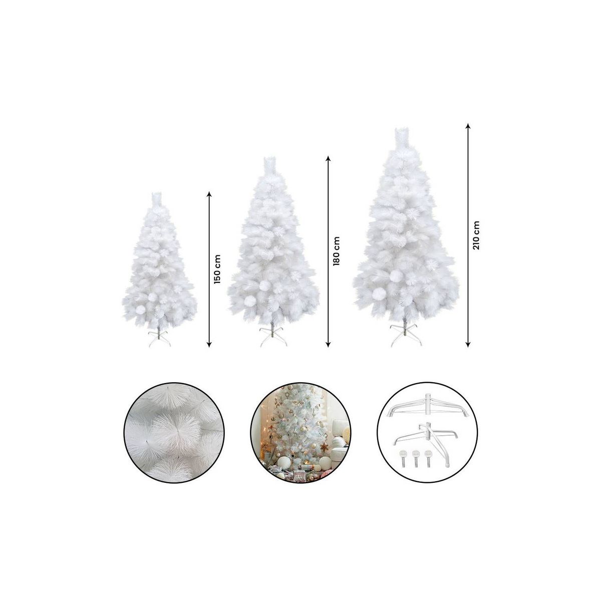 GENERICO - Árbol de navidad Pino Blanco Frondoso 1,8 metros 520 ramas