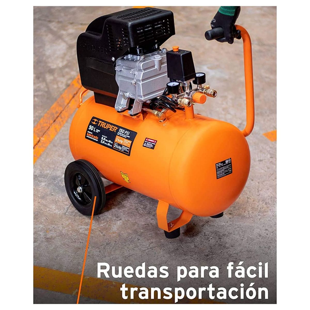 TRUPER - kit Compresor de aire 25L, Clavadora calibre 18, manguera de aire 5 m