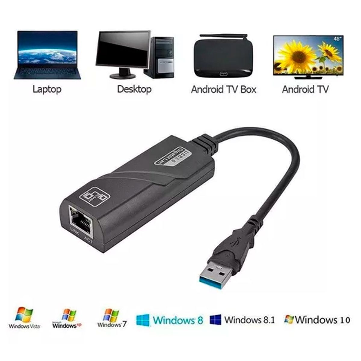 GENERICO - Adaptador Convertidor Rj45 Usb 3.0 A  Usb Lan Ethernet