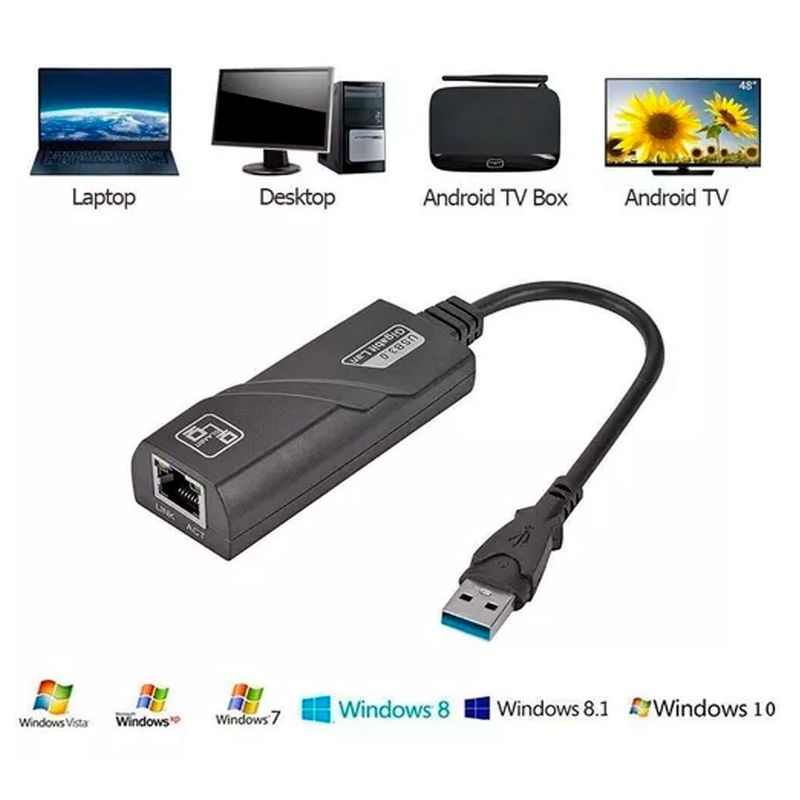 GENERICO - Adaptador Convertidor Rj45 Usb 3.0 A  Usb Lan Ethernet