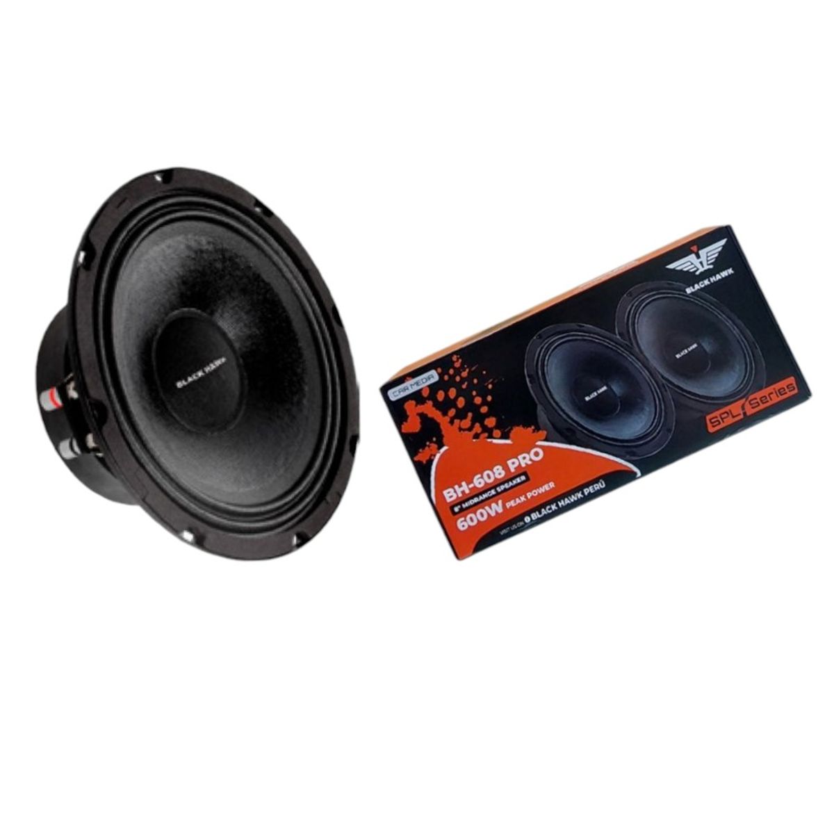 BLACK HAWK - Parlantes Medios Mid Bass 8 Pulgadas Black Hawk 600w