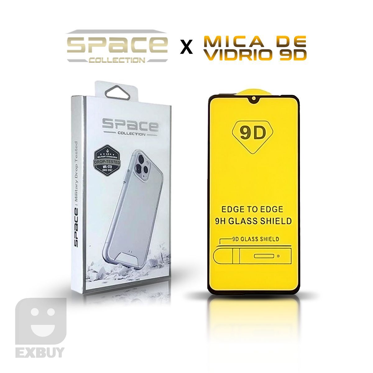 GENERICO - Case Space para Huawei Y8S Trasparente y Mica de celular 9D 21D