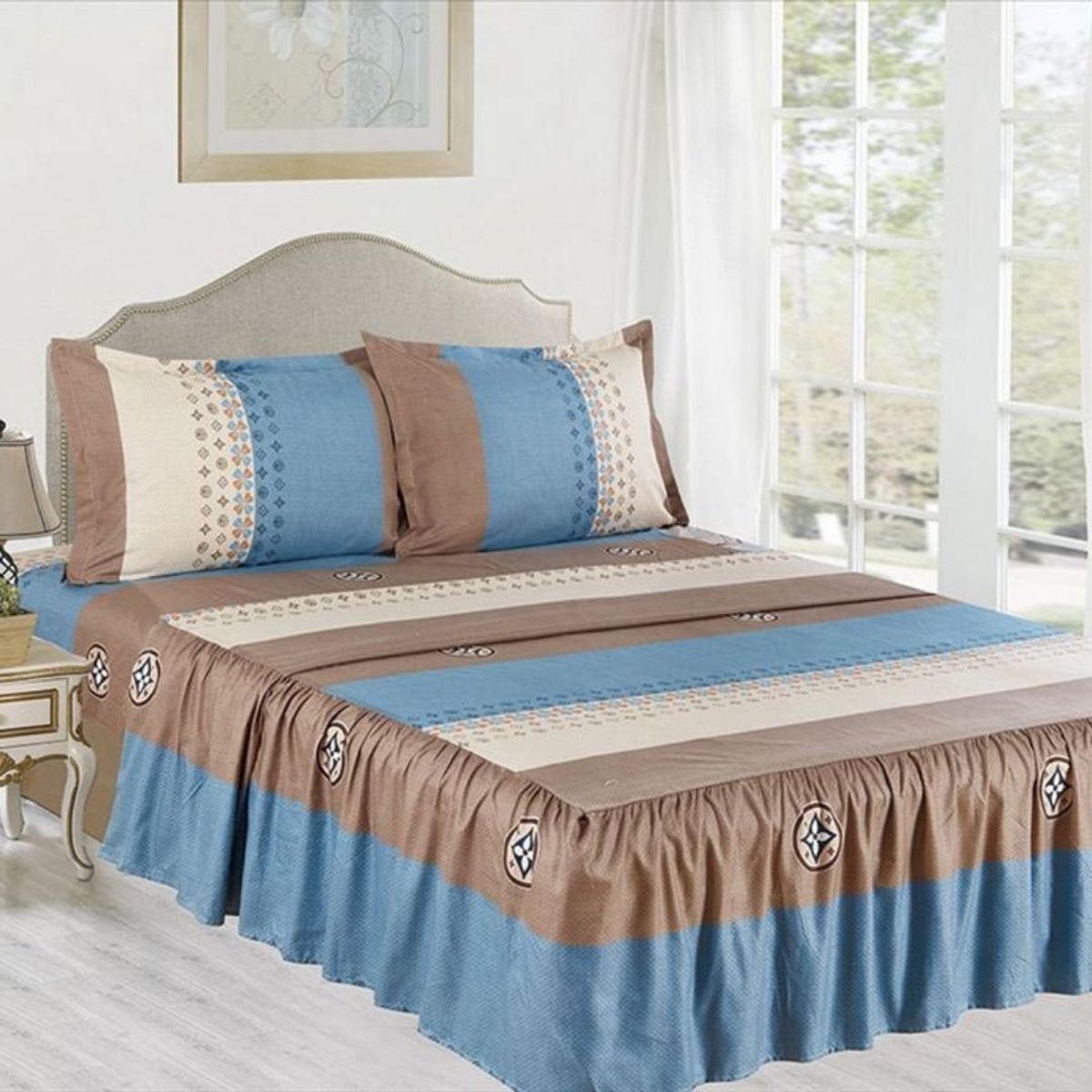 CASATEX - JUEGO DE SÁBANAS CON BLONDA CASATEX QUEEN