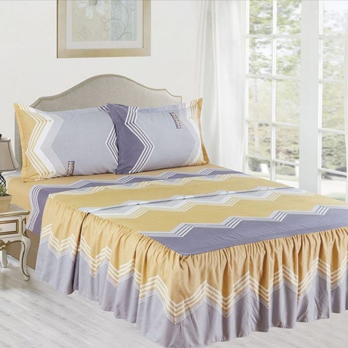 CASATEX - JUEGO DE SÁBANAS CON BLONDA CASATEX QUEEN