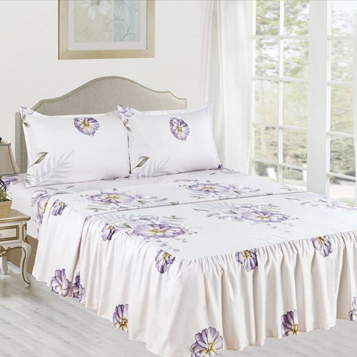 CASATEX - JUEGO DE SÁBANAS CON BLONDA CASATEX QUEEN