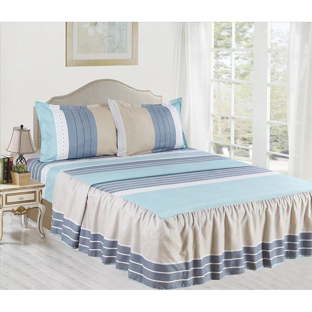 CASATEX - JUEGO DE SÁBANAS CON BLONDA CASATEX KING